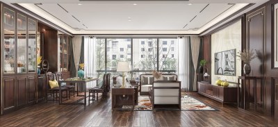 新中式客餐厅3D模型下载